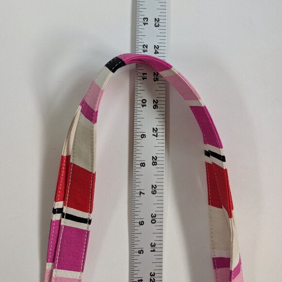 Kate Spade New York Striped Canvas Tote Pink Orange Cream Shopping Bag - Picture 7 of 8